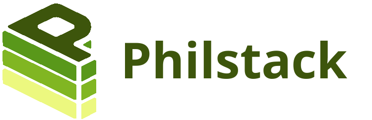 Philstack header logo with the big P stacks